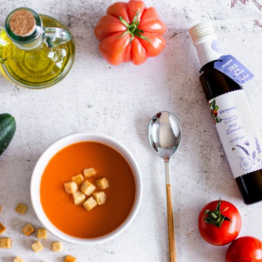 Gaspatxo amb Vinagre de poma ecològic amb mel de lavanda