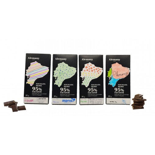 Chocolate negro Equador 95%
Elaborado con cacao forastero - Originario de Equador (Guayaquil)