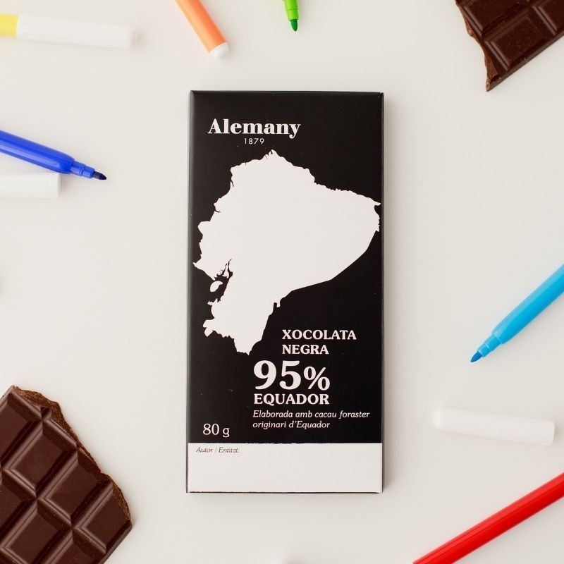 Xocolata negra vegana 95% cacau Equador | Alemany 1879