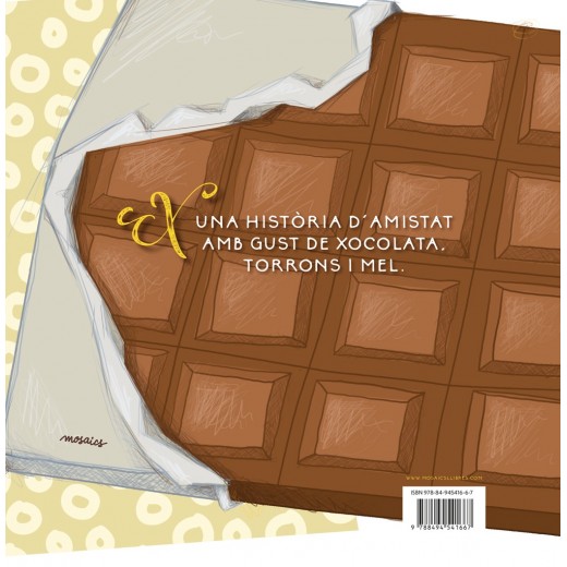 Conte ‘La princesa de xocolata’ de Montse Rubinat amb il•lustracions de Mònica Benabarre, contraportada