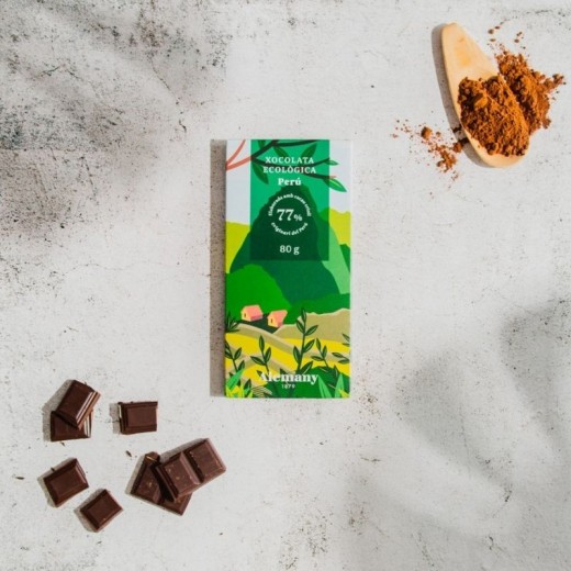 Xocolata ecològica 77% amb cacau del Perú | Sense Gluten | Alemany